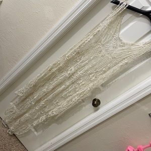 Floor length crocheted vest